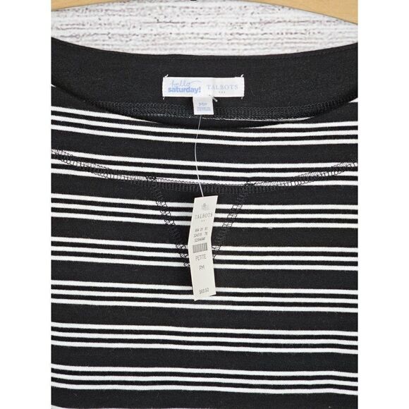 Hello Saturday Talbots Factory Striped Short Sleeve Dress Black & White Size MP - Picture 4 of 4